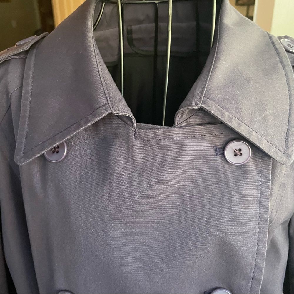 London Fog Vintage Women Double Breasted Belted Purple Trench Rain Coat Size 16P - Picture 11 of 13